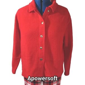 Red Fleece Button Front Jacket